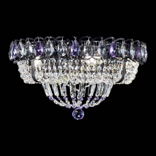 Люстра Кольцо Классика Черная с фиолетовыми подвесками в Сочи Гусь Хрустальный