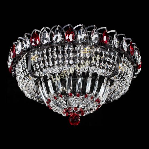 Люстра Кольцо Классика Черная с красными подвесками в Сочи Гусь Хрустальный