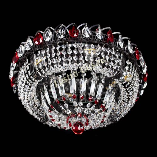 Люстра Кольцо Классика Черная с красными подвесками в Сочи Гусь Хрустальный