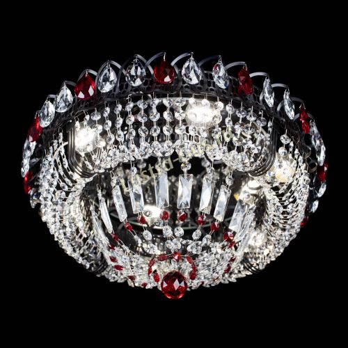 Люстра Кольцо Классика Черная с красными подвесками в Сочи Гусь Хрустальный