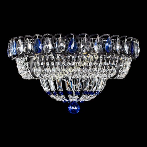 Люстра Кольцо Классика Черная с синими подвесками в Сочи Люстра Кольцо Классика Черная с синими подвесками в Сочи