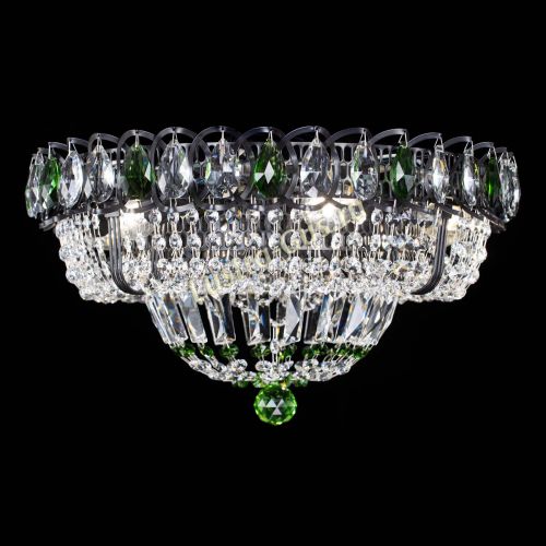 Люстра Кольцо Классика Черная с зелеными подвесками в Сочи Гусь Хрустальный