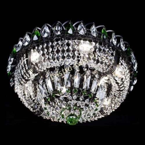 Люстра Кольцо Классика Черная с зелеными подвесками в Сочи Гусь Хрустальный