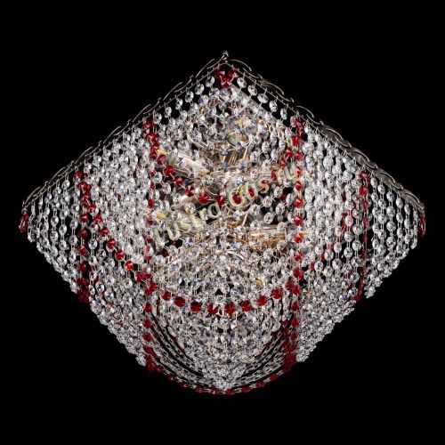 Люстра Квадрат Бриз красная в Сочи Гусь Хрустальный