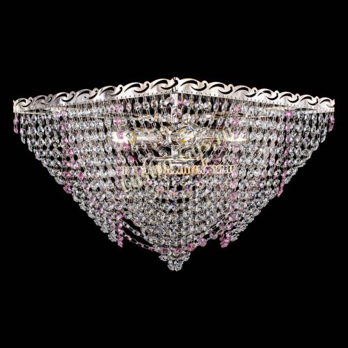 Люстра Квадрат Бриз розовая в Сочи Гусь Хрустальный