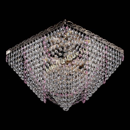 Люстра Квадрат Бриз розовая в Сочи Гусь Хрустальный