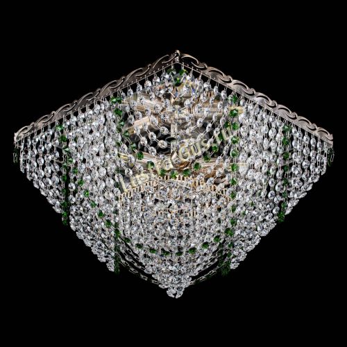 Люстра Квадрат Бриз зеленая в Сочи Гусь Хрустальный