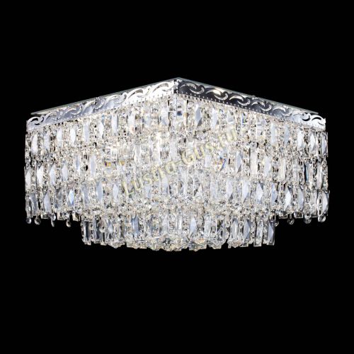 Люстра Квадрат Каскад с пластинками в Сочи Гусь Хрустальный