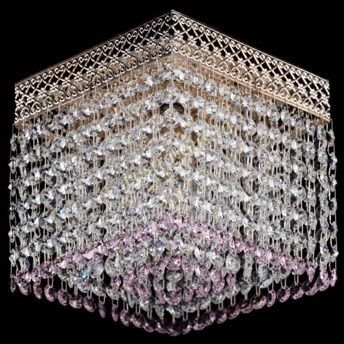 Люстра Квадрат Венеция №1 розовая в Сочи Гусь Хрустальный