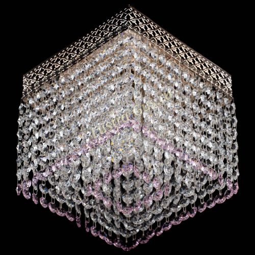 Люстра Квадрат Венеция №1 розовая в Сочи Гусь Хрустальный