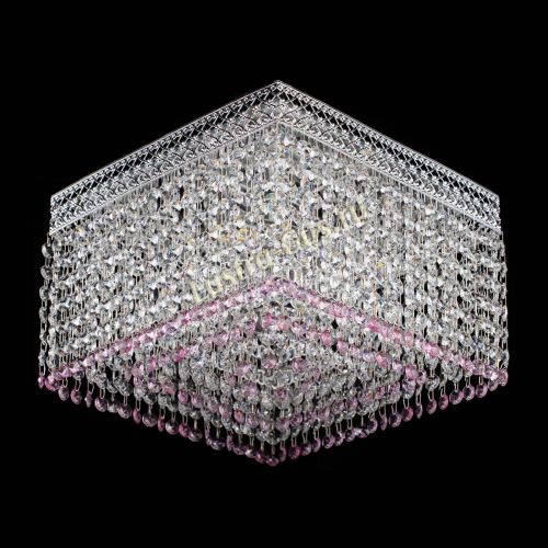 Люстра Квадрат Венеция №3 розовая в Сочи Гусь Хрустальный