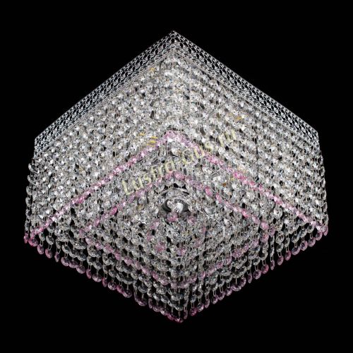 Люстра Квадрат Венеция №3 розовая в Сочи Гусь Хрустальный