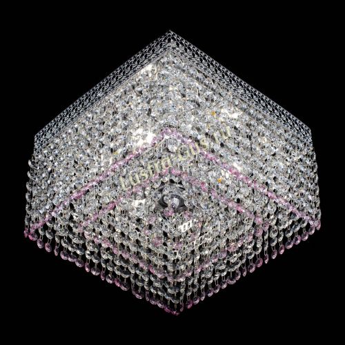 Люстра Квадрат Венеция №3 розовая в Сочи Гусь Хрустальный