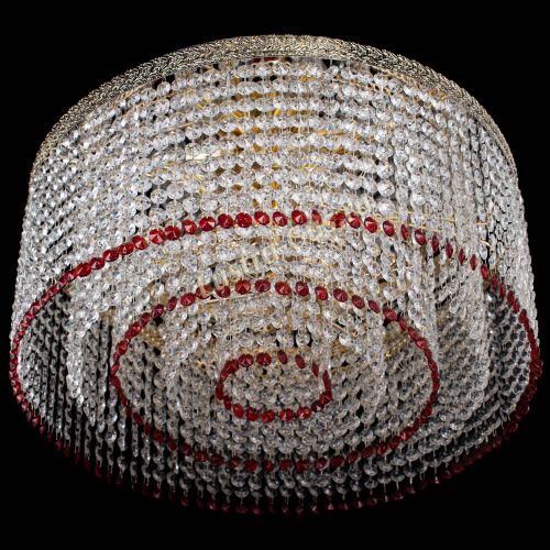 Люстра Милан капель оптикон Красная в Сочи Гусь Хрустальный