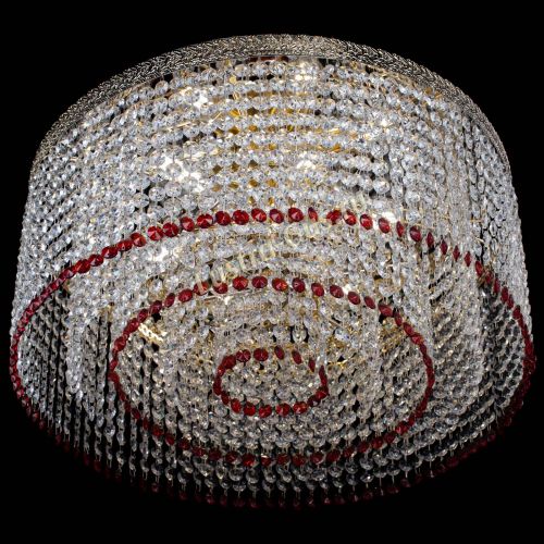 Люстра Милан капель оптикон Красная в Сочи Гусь Хрустальный