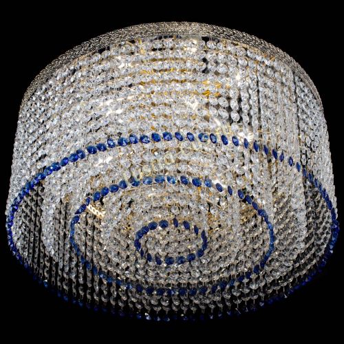 Люстра Милан капель оптикон Синяя в Сочи Гусь Хрустальный