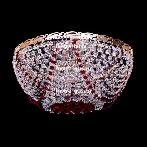 Люстра Анжелика 6 ламп + низ красная в Сочи Гусь Хрустальный