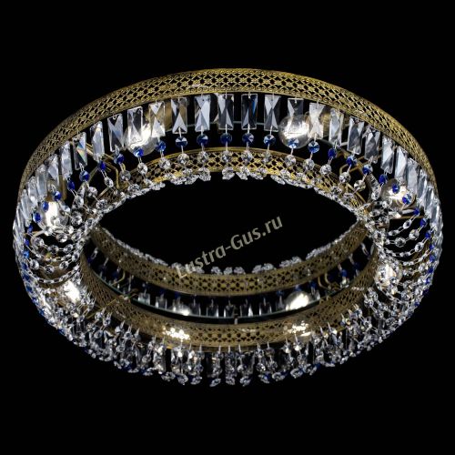 Люстра Венеция Кольцо №8 пластинка под бронзу Синяя в Сочи Гусь Хрустальный