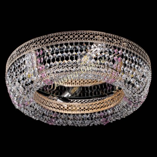 Люстра Венеция Кольцо розовая в Сочи Гусь Хрустальный