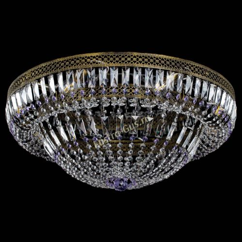 Люстра Венеция Купол пластинка под бронзу Фиолетовая в Сочи Гусь Хрустальный