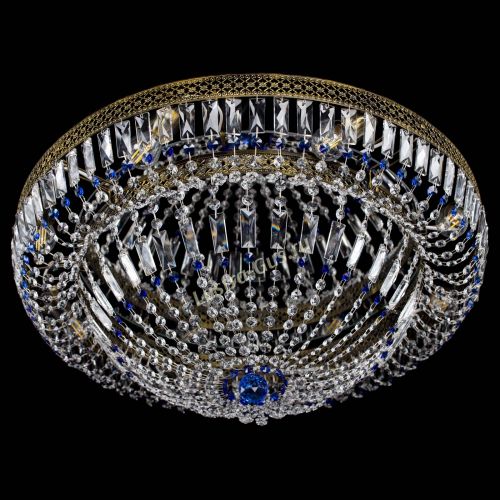 Люстра Венеция Купол пластинка под бронзу Синяя в Сочи Гусь Хрустальный