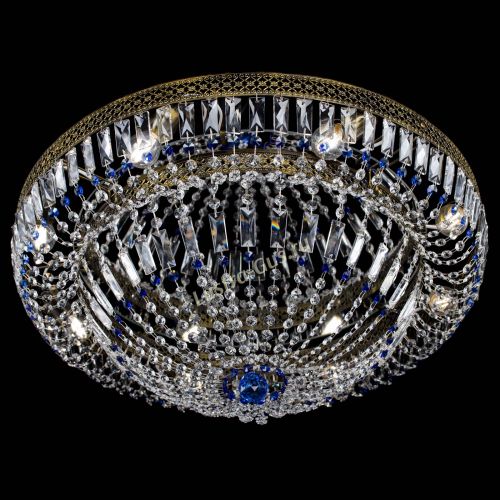 Люстра Венеция Купол пластинка под бронзу Синяя в Сочи Гусь Хрустальный