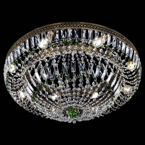 Люстра Венеция Купол пластинка под бронзу Зеленая в Сочи Гусь Хрустальный