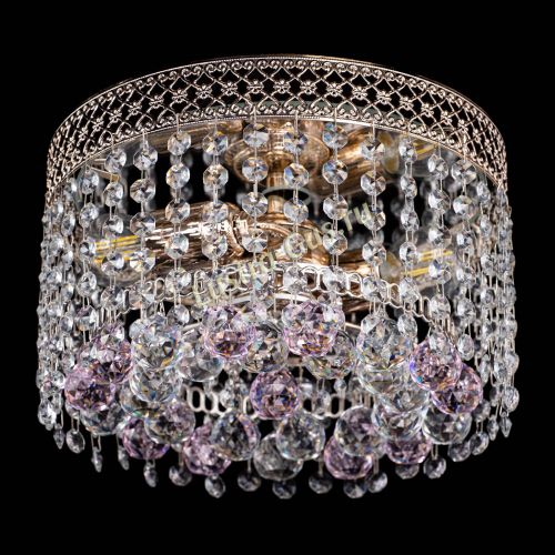 Люстра Венеция шар №2 розовая в Сочи Гусь Хрустальный