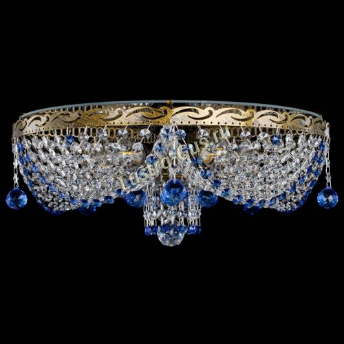 Люстра Виктория Синяя под бронзу в Сочи Гусь Хрустальный