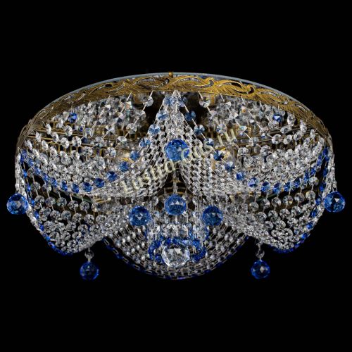 Люстра Виктория Синяя под бронзу в Сочи Гусь Хрустальный