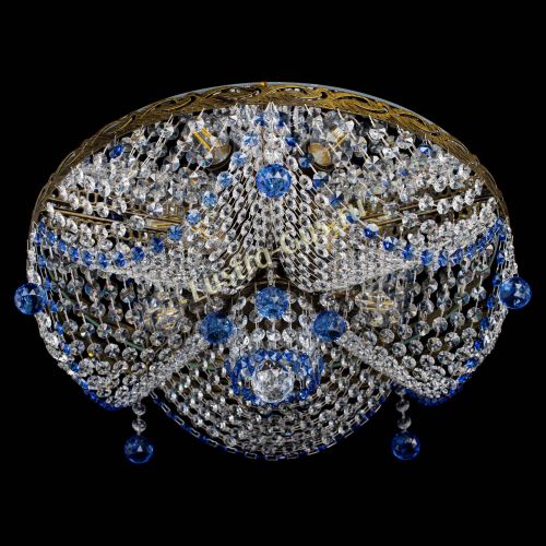 Люстра Виктория Синяя под бронзу в Сочи Гусь Хрустальный