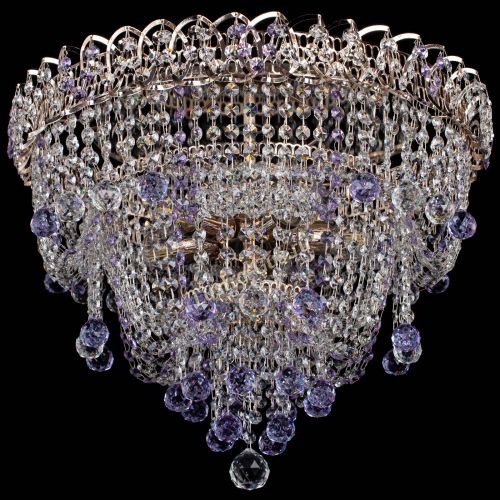 Люстра Водопад Софья фиолетовая в Сочи Гусь Хрустальный
