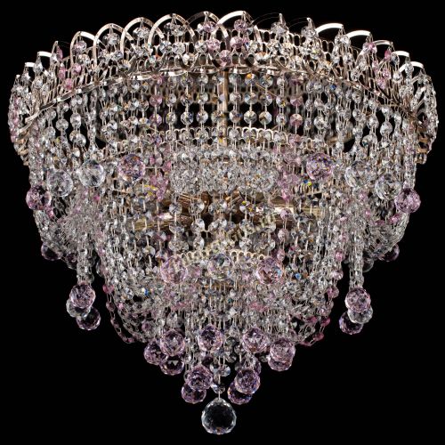 Люстра Водопад Софья розовая в Сочи Гусь Хрустальный