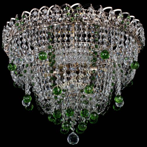 Люстра Водопад Софья зеленая в Сочи Гусь Хрустальный