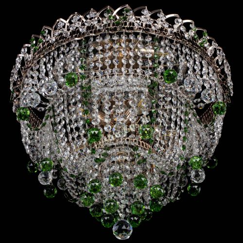 Люстра Водопад Софья зеленая в Сочи Гусь Хрустальный