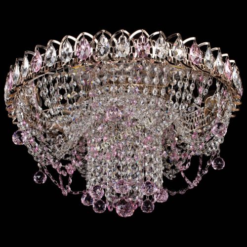Люстра Водоворот Ольга шар розовая в Сочи Гусь Хрустальный