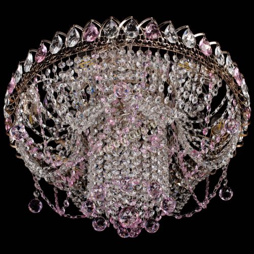 Люстра Водоворот Ольга шар розовая в Сочи Гусь Хрустальный