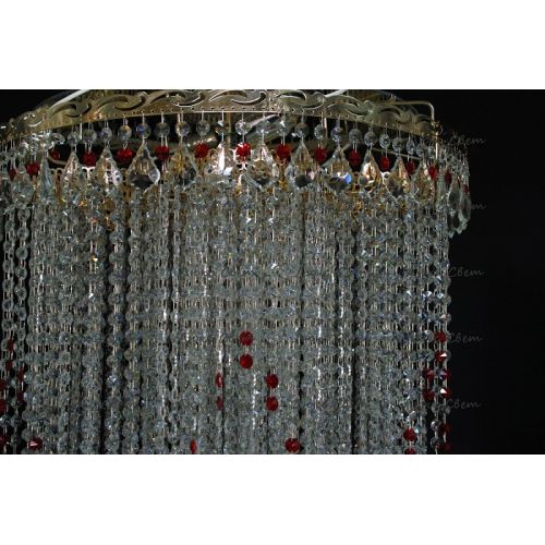 Люстра Вьюга длинная красная в Сочи Гусь Хрустальный