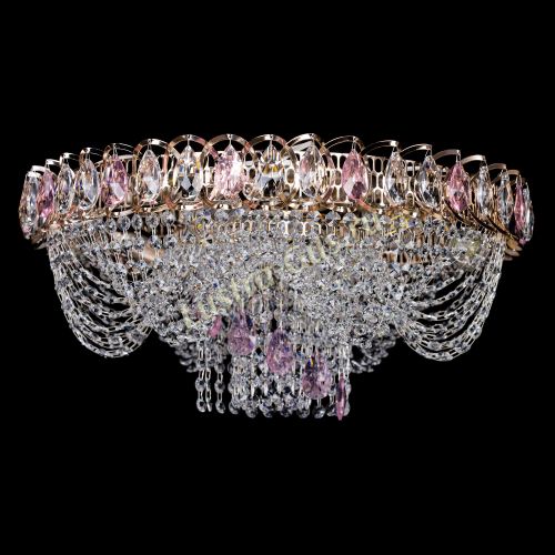 Люстра Жасмин Каскад розовый в Сочи Гусь Хрустальный