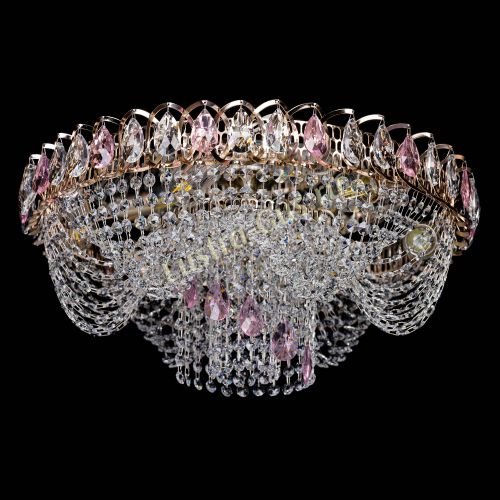 Люстра Жасмин Каскад розовый в Сочи Гусь Хрустальный