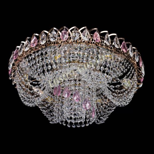 Люстра Жасмин Каскад розовый в Сочи Гусь Хрустальный