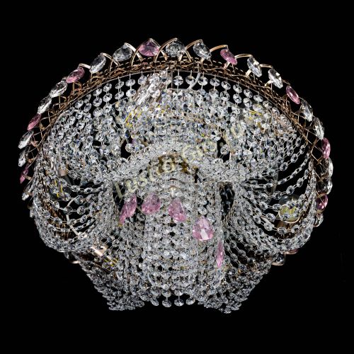 Люстра Жасмин Каскад розовый в Сочи Гусь Хрустальный