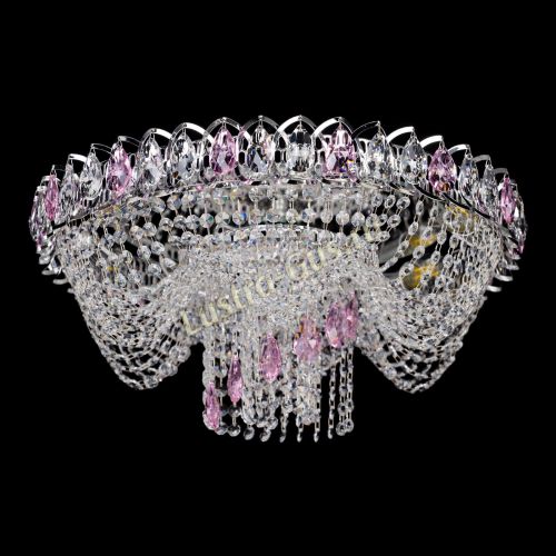 Люстра Жасмин Каскад розовый в Сочи Гусь Хрустальный
