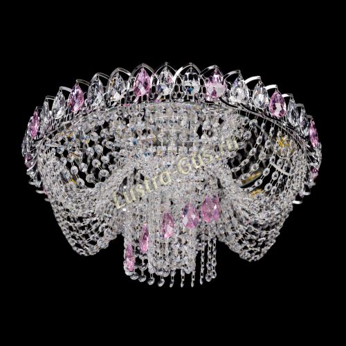 Люстра Жасмин Каскад розовый в Сочи Гусь Хрустальный