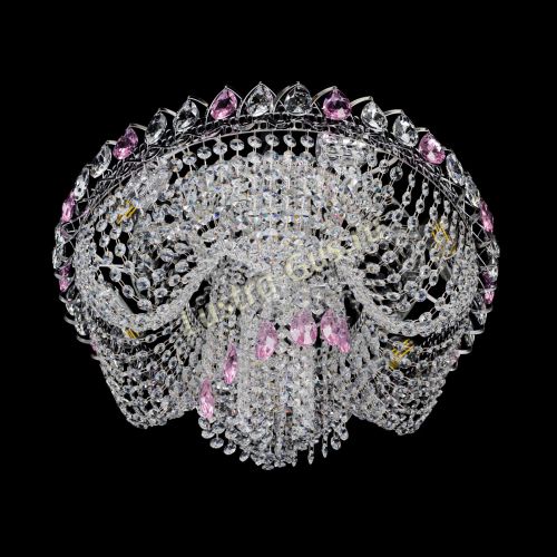 Люстра Жасмин Каскад розовый в Сочи Гусь Хрустальный